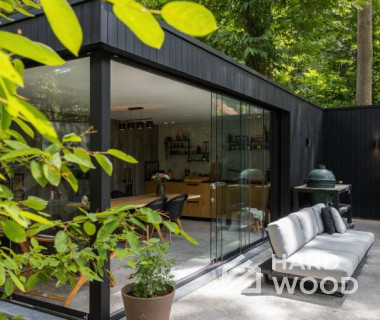 Закрытая беседка с барбекю и остеклением №6 - фото 1336